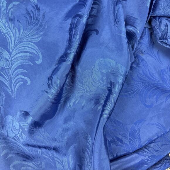 VTG 80s Printed Satin Cocktail Wrap Dress Size S Cobalt 90s Evening Party Peplum - Picture 2 of 16